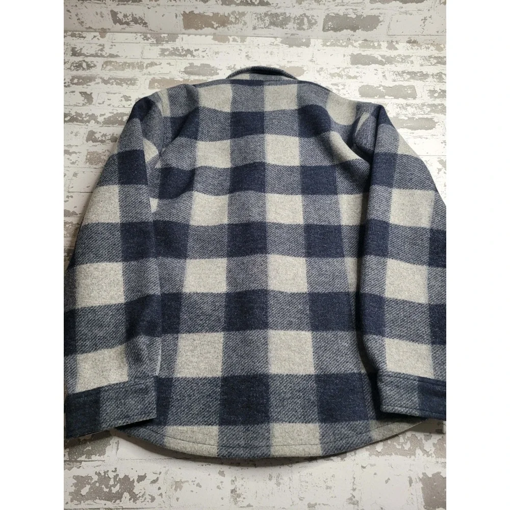 Banana Republic Mens L Heritage‎ Shirt Jacket Plaid Check Blue Heavyweight